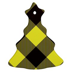 Black And Yellow Plaids Diagonal Christmas Tree Ornament (two Sides) by ConteMonfrey