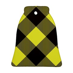 Black And Yellow Plaids Diagonal Bell Ornament (two Sides) by ConteMonfrey