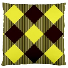 Black And Yellow Plaids Diagonal Large Cushion Case (one Side) by ConteMonfrey