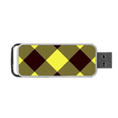 Black And Yellow Plaids Diagonal Portable Usb Flash (one Side) by ConteMonfrey