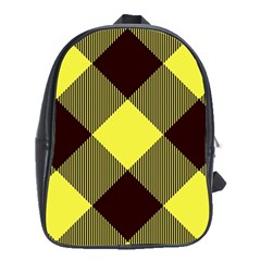 Black And Yellow Plaids Diagonal School Bag (xl) by ConteMonfrey