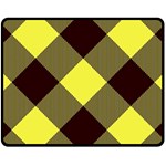 Black and yellow plaids diagonal Double Sided Fleece Blanket (Medium)  58.8 x47.4  Blanket Front