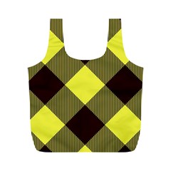 Black And Yellow Plaids Diagonal Full Print Recycle Bag (m) by ConteMonfrey