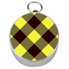 Black And Yellow Plaids Diagonal Silver Compasses by ConteMonfrey