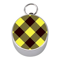 Black And Yellow Plaids Diagonal Mini Silver Compasses by ConteMonfrey