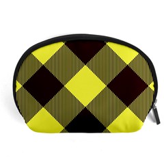 Black And Yellow Plaids Diagonal Accessory Pouch (large) by ConteMonfrey