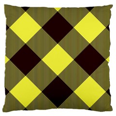 Black And Yellow Plaids Diagonal Large Flano Cushion Case (two Sides) by ConteMonfrey