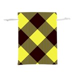 Black and yellow plaids diagonal Lightweight Drawstring Pouch (L) Front