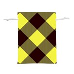 Black and yellow plaids diagonal Lightweight Drawstring Pouch (L) Back