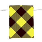 Black and yellow plaids diagonal  Lightweight Drawstring Pouch (XL) Front