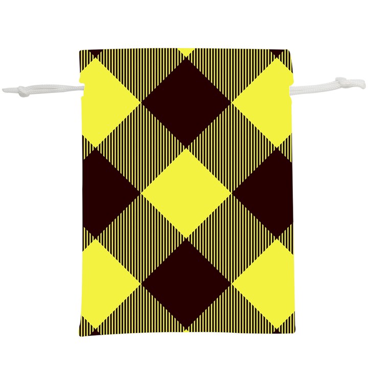 Black and yellow plaids diagonal  Lightweight Drawstring Pouch (XL)