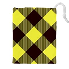 Black And Yellow Plaids Diagonal Drawstring Pouch (4xl) by ConteMonfrey