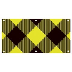 Black And Yellow Plaids Diagonal Banner And Sign 4  X 2  by ConteMonfrey