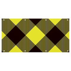 Black And Yellow Plaids Diagonal Banner And Sign 8  X 4  by ConteMonfrey