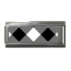 Black And White Diagonal Plaids Superlink Italian Charm (9mm)