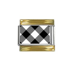 Black And White Diagonal Plaids Gold Trim Italian Charm (9mm) by ConteMonfrey