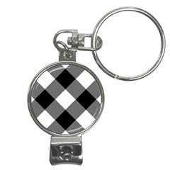 Black And White Diagonal Plaids Nail Clippers Key Chain