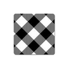 Black And White Diagonal Plaids Square Magnet by ConteMonfrey