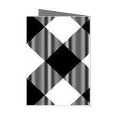 Black And White Diagonal Plaids Mini Greeting Cards (pkg Of 8)