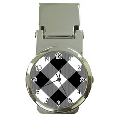 Black And White Diagonal Plaids Money Clip Watches by ConteMonfrey