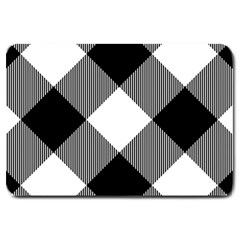 Black And White Diagonal Plaids Large Doormat by ConteMonfrey