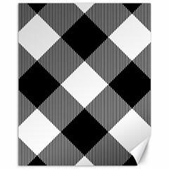 Black And White Diagonal Plaids Canvas 11  X 14  by ConteMonfrey