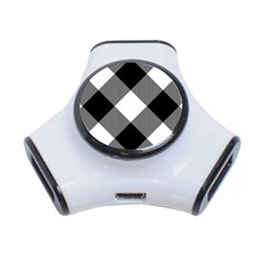 Black And White Diagonal Plaids 3-port Usb Hub by ConteMonfrey