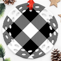 Black And White Diagonal Plaids Ornament (round Filigree)