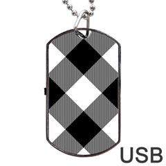 Black And White Diagonal Plaids Dog Tag Usb Flash (two Sides) by ConteMonfrey