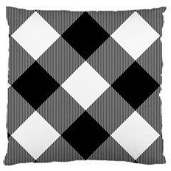 Black And White Diagonal Plaids Large Cushion Case (one Side) by ConteMonfrey