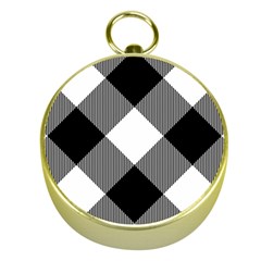 Black And White Diagonal Plaids Gold Compasses by ConteMonfrey