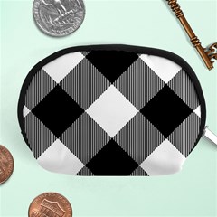 Black And White Diagonal Plaids Accessory Pouch (medium) by ConteMonfrey