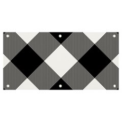 Black And White Diagonal Plaids Banner And Sign 6  X 3  by ConteMonfrey