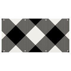 Black And White Diagonal Plaids Banner And Sign 8  X 4 