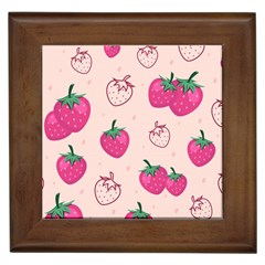 Seamless-strawberry-fruit-pattern-background Framed Tile by Wegoenart