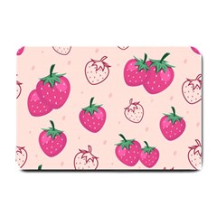 Seamless-strawberry-fruit-pattern-background Small Doormat by Wegoenart