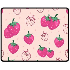 Seamless-strawberry-fruit-pattern-background Fleece Blanket (medium)  by Wegoenart