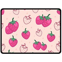 Seamless-strawberry-fruit-pattern-background Double Sided Fleece Blanket (large)  by Wegoenart