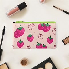 Seamless-strawberry-fruit-pattern-background Cosmetic Bag (xs) by Wegoenart