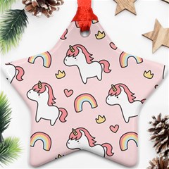 Cute-unicorn-rainbow-seamless-pattern-background Ornament (star) by Wegoenart