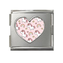 Cute-unicorn-rainbow-seamless-pattern-background Mega Link Heart Italian Charm (18mm)