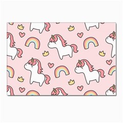 Cute-unicorn-rainbow-seamless-pattern-background Postcards 5  X 7  (pkg Of 10) by Wegoenart