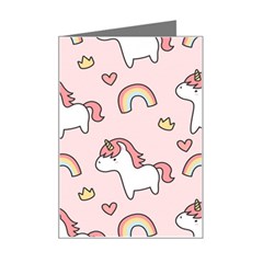 Cute-unicorn-rainbow-seamless-pattern-background Mini Greeting Card by Wegoenart