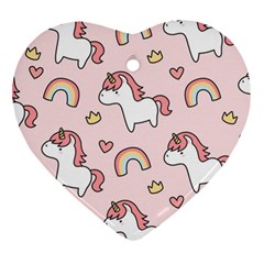 Cute-unicorn-rainbow-seamless-pattern-background Heart Ornament (two Sides) by Wegoenart