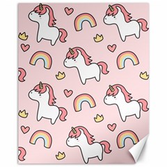 Cute-unicorn-rainbow-seamless-pattern-background Canvas 11  X 14  by Wegoenart