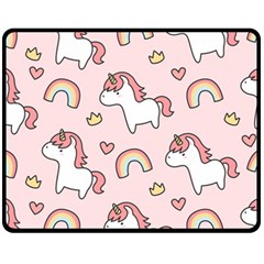 Cute-unicorn-rainbow-seamless-pattern-background Fleece Blanket (medium)  by Wegoenart