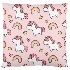 Cute-unicorn-rainbow-seamless-pattern-background Large Flano Cushion Case (two Sides) by Wegoenart