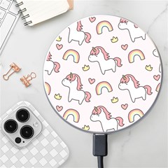 Cute-unicorn-rainbow-seamless-pattern-background Wireless Charger by Wegoenart