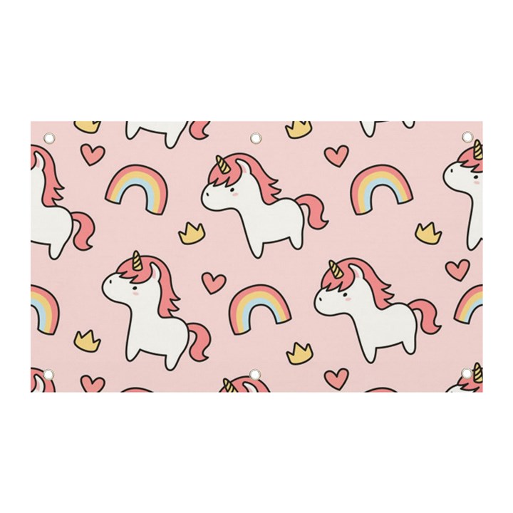 Cute-unicorn-rainbow-seamless-pattern-background Banner and Sign 5  x 3 