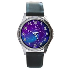 Realistic Night Sky With Constellation Round Metal Watch by Wegoenart